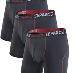 Separatec Men's Underwear Quick Dry Sport Performance Boxer Briefs With Supportive Dual Pouch 3 Pack