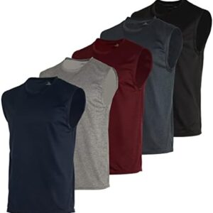 Real Essentials 5 Pack: Men's Mesh Active Athletic Tech Tank Top - Workout & Training Activewear (Available in Big & Tall)