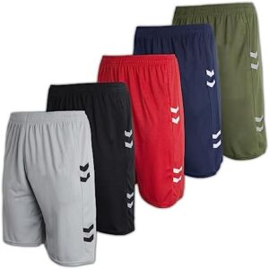 Real Essentials 5 Pack: Men's Mesh Athletic Performance Gym Shorts with Pockets (S-3X)