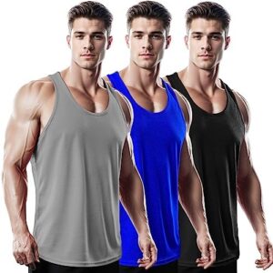 DRSKIN Men's 4 or 3 Pack Tank Tops Sleeveless Shirts Dry Fit Y-Back Muscle Mesh Gym Training Athletic Workout