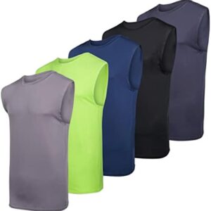 Real Essentials 3 & 5 Pack: Men's Dry-Fit Active Athletic Tech Tank Top - Regular and Big & Tall Sizes (S-5XLT)