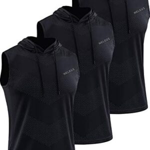 Neleus Men's Workout Tank Tops 3 Pack Sleeveless Running Shirts with Hoodie