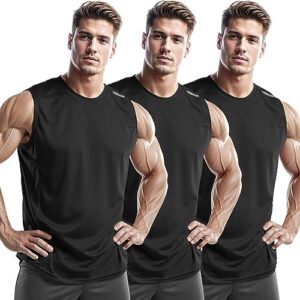 DRSKIN Men's 4 or 3 Pack Tank Tops Sleeveless Shirts Workout Athletic Muscle Mesh Dry Fit Gym Training Active