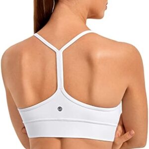 CRZ YOGA Butterluxe Womens Y-Back Racerback Sports Bra - Spaghetti Straps Wireless Scoop Neck Athletic Padded Yoga Bra