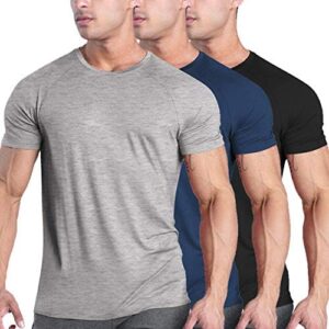 COOFANDY Men's 3 Pack Workout T Shirts Short Sleeve Gym Bodybuilding Muscle Shirts Base Layer Fitness Tee Tops