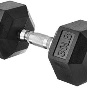 Amazon Basics Rubber Encased Exercise & Fitness Hex Dumbbell, Hand Weight For Strength Training