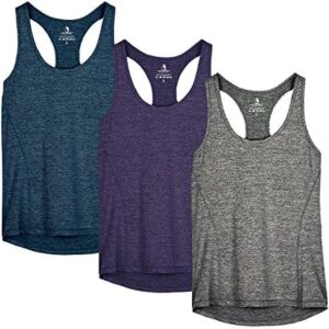 icyzone Women's Racerback Workout Athletic Running Tank Tops (Pack of 3)