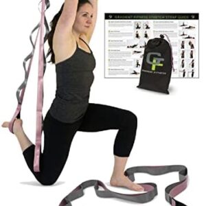 Gradient Fitness Stretching Strap for Physical Therapy, 12 Multi-Loop Stretch Strap 1.5" W x 8' L, Neoprene Handles, Physical Therapy Equipment, Yoga Straps for Stretching, Leg Stretcher.