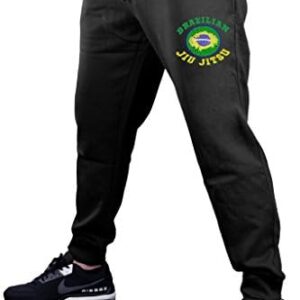 Men's Circle Brazilian Jiu Jitsu Flag Black Fleece Gym Jogger Sweatpants