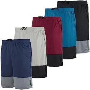 Real Essentials 5 Pack: Men's Mesh Athletic Performance Gym Shorts with Pockets (S-3X)