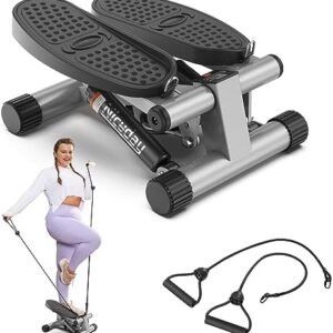 Niceday Steppers for Exercise, Stair Stepper with Resistance Bands, Mini Stepper with 300LBS Loading Capacity, Hydraulic Fitness Stepper with LCD Monitor