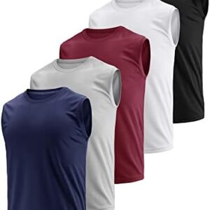 3 Pack Men's Dry Fit Moisture Wicking Tech Quick Dry Sleeveless Shirts Mesh Crew Active Athletic Tank Tops