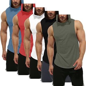 GYM REVOLUTION Men's Workout Sleeveless Shirts Muscle Hooded Tank Gym Fitness Quick Dry Sleeveless Hoodies