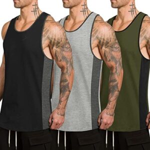 COOFANDY Mens Workout Tank Tops 3 Pack Quick Dry Gym Muscle Tee Training Sports Fitness Bodybuilding Sleeveless T Shirt