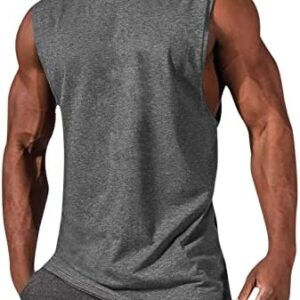 wodceeke Men's Muscle Shirts Sleeveless Gym Workout Tank Tops Beach Basic Tee Shirts Quick Dry Bodybuilding Fitness T-Shirts