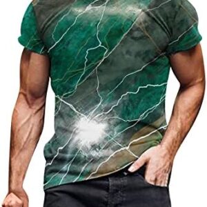 Men's Hip Hop T-Shirt Novelty Pattern Gym Fitness Short Sleeve Marble Print Fashion Short Sleeve Shirts Streetwear