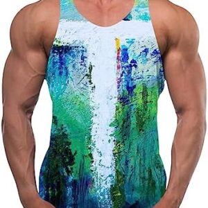 Men's Sleeveless Fitness Muscle T-Shirts Faith Cross Workout Tank Tops Pullover Gym Training Bodybuilding Vest