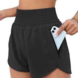 BMJL Women's Athletic Shorts High Waisted Running Shorts Pocket Sporty Shorts Gym Elastic Workout Shorts