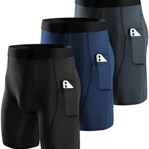 Niksa Compression Shorts Men 3 Pack, Compression Underwear for Men Athletic Shorts, Running Workout Fitness Shorts