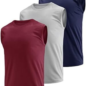 3 Pack Men's Dry Fit Moisture Wicking Tech Quick Dry Sleeveless Shirts Mesh Crew Active Athletic Tank Tops