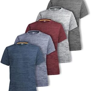 [5 Pack] Men’s Dry-Fit Active Athletic Crew Neck T Shirts Running Workout Gym Tee Top