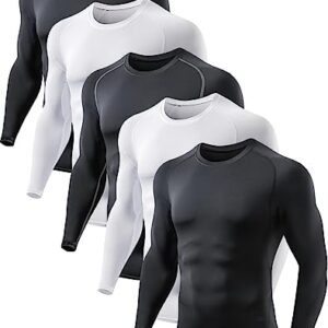 5 or 4 Pack Compression Shirts for Men Long Sleeve Athletic Undershirt Base Layer Rash Guard Gear T Shirt Workout Basketball