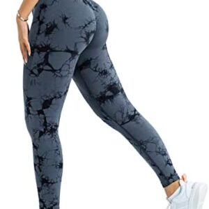 A AGROSTE Women Scrunch Butt Lifting Leggings High Waisted Workout Gym Yoga Pants Tie Dye Seamless Compression Booty Tights