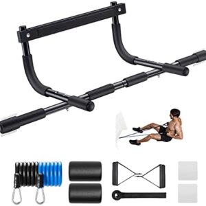 Ally Peaks Pull Up Bar for Doorway | Thickened Steel Max Limit 440 lbs Upper Body Fitness Workout Bar| Multi-Grip Strength for Doorway | Indoor Chin-Up Bar Fitness Trainer for Home Gym Portable