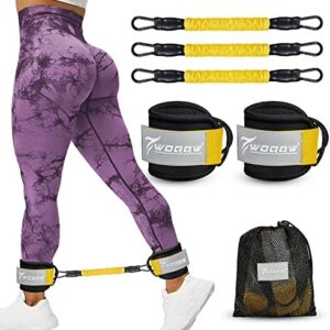 Ankle Resistance Bands with Cuffs, Glutes Workout Equipment, Legs Resistance Bands for Kickbacks Hip Glute Training Exercises - Perfect for Home Workouts and Fitness Training for Women and Men