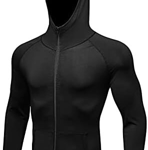 Athletic Hoodies for Men Zip Up Hooded Sweatshirt Long Sleeve Lightweight Active Running Fitness Gym Pullover Tops