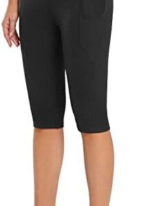 BALEAF Women's Knee Length Capri Leggings with Pockets for Casual Summer Yoga Workout Exercise