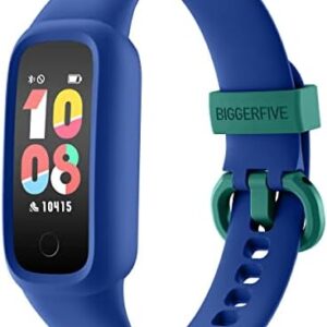 BIGGERFIVE Vigor 2 L Kids Fitness Tracker Watch for Boys Girls Ages 5-15, IP68 Waterproof, Activity Tracker, Pedometer, Heart Rate Sleep Monitor, Calorie Step Counter Watch, Blue