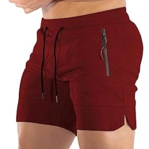 BUXKR Mens Workout Shorts 5 Inch Quick Dry Gym Shorts for Men Athletic Running Shorts with Zipper Pockets