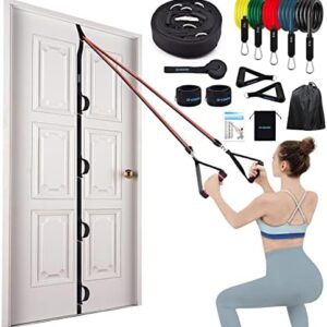 Brebebe Door Anchor Strap for Resistance Bands Exercises, Multi Point Anchor Gym Attachment for Home Fitness, Portable Door Band Resistance Workout Equipment, Easy to Install, Punch-Free, Nail-Free