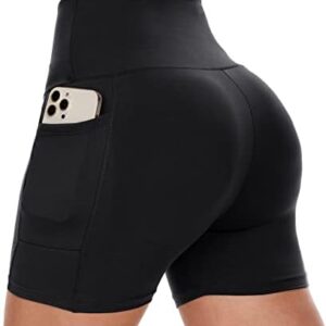 CAMPSNAIL Biker Shorts Women with Pockets - 5"/8" High Waisted Workout Spandex Tummy Control Gym Running Athletic Yoga Shorts