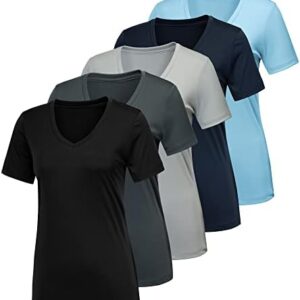 CE' CERDR 5/7 Pack Workout Shirts for Women, Moisture Wicking Quick Dry Active Athletic Women's Gym Performance T Shirts