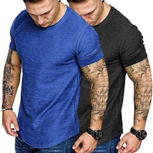 COOFANDY Men Muscle Workout T Shirt Gym Bodybuilding Fashion Short Sleeve Tee Top