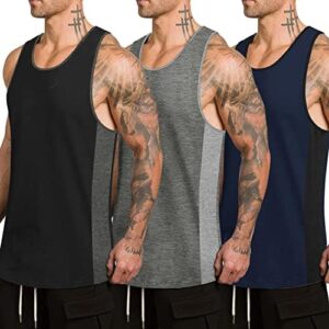 COOFANDY Mens Workout Tank Tops 3 Pack Quick Dry Gym Muscle Tee Training Sports Fitness Bodybuilding Sleeveless T Shirt