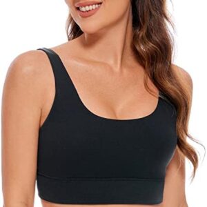 CRZ YOGA Butterluxe Womens U Back Sports Bra - Scoop Neck Padded Low Impact Workout Yoga Bra with Built in Bra