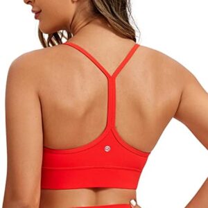 CRZ YOGA Butterluxe Womens Y-Back Racerback Sports Bra - Spaghetti Straps Wireless Scoop Neck Athletic Padded Yoga Bra