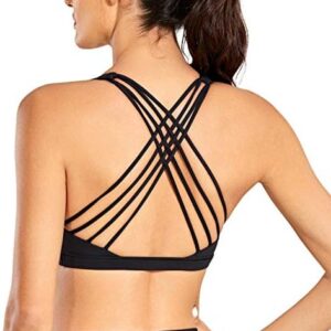 CRZ YOGA Strappy Sports Bras for Women - Criss Cross Back Sexy Wireless Padded Yoga Bra Cute Workout