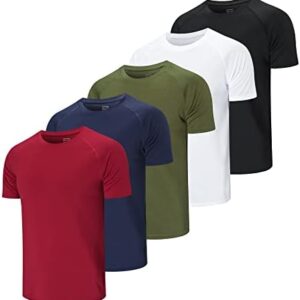 Cimic 5/3 Pack Running Top Men Casual Shirts Workout Plain Gym Moisture Wicking Active Athletic Short Sleeve T-Shirts