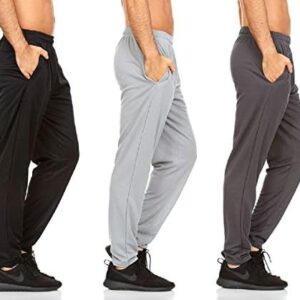 DARESAY 3 Pack: Mens Athletic Workout Sweatpants with Pockets, Open Bottom Jogger Track Pants for Running and Gym (Up to 3XL)