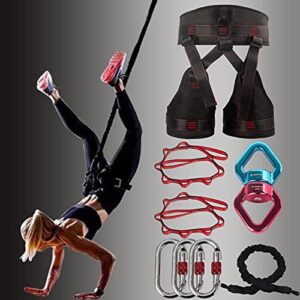 DASKING Natural Latex Heavy Bungee Resistance Band Set Gravity Yoga Bungee Cord Resistance Belt Set 4D Bungee Dance Rope Workout Fitness Home Gym Professional Training Equipment for Better Stretching