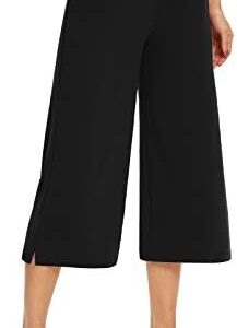 DIBAOLONG Womens Capri Pants Loose Yoga Pants Wide Leg Drawstring Comfy Lounge Pajama Capris Sweatpants with Pockets