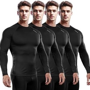 DRSKIN 5, 4, 3 or 1 Pack Men's Compression Shirts Top Long Sleeve Sports Baselayer Workout Thermal Running Athletic Gym