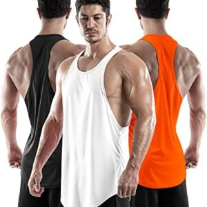 DRSKIN Men's 3 Pack Y-Back Muscle Tank Tops Bodybuilding Gym Fitness Stringer Athletic Workout Sleeveless Shirt