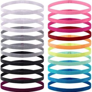 Duufin 20 Pieces Elastic Sport Headbands Non-Slip Workout Headband