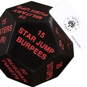 Exercise Dice for Fitness, Gym Workouts, WOD, Home Bodyweight HIIT, and Adult Sports Training - 4 Inches in Diameter - 12 Sided