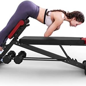 FINER FORM Multi-Functional Adjustable Weight Bench for Total Body Workout – Hyper Back Extension, Roman Chair, Ab Sit up Bench, Decline Bench, Flat Bench. Great Equipment